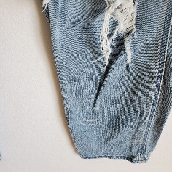 Hollister Face Jeans 9R 29 X 25 1/2 Distressed Ultra High Rise Mom Blue - Picture 7 of 16